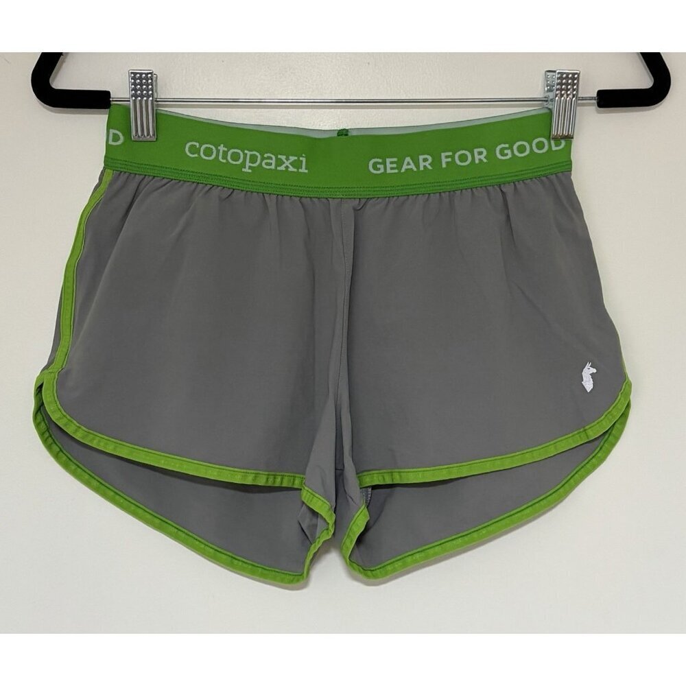 Cotopaxi Women’s Grey and Green Crux Lined Athletic Shorts Size XS